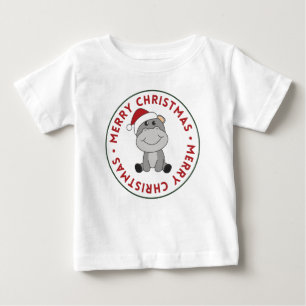 Camiseta De Bebé Hippo Feliz Navidad Animales de Invierno Hippos