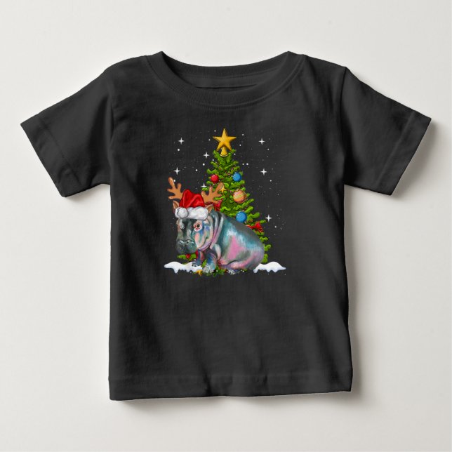 Camiseta De Bebé Hippo Fiona Árbol de Navidad Hippopótamo (Anverso)