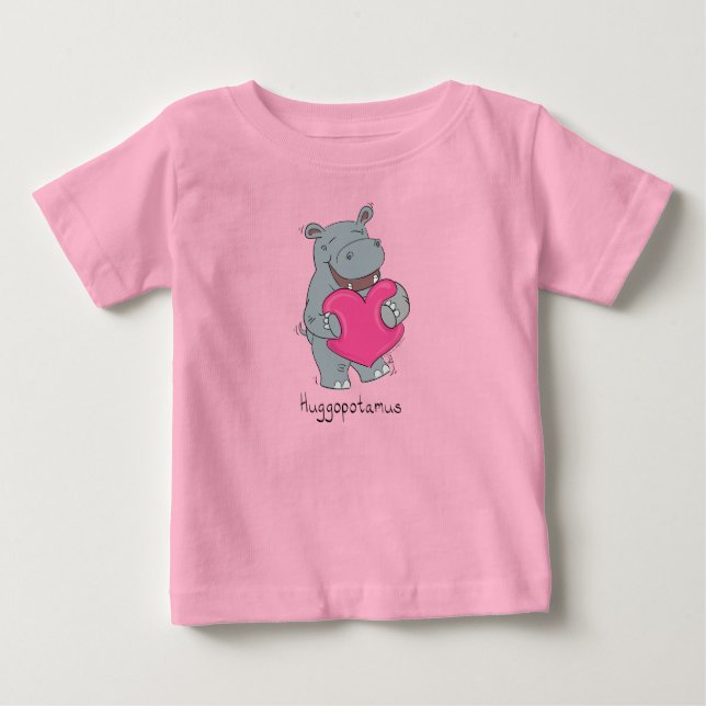 Camiseta De Bebé Hippo Hugs Cute Kids Hippopótamo (Anverso)