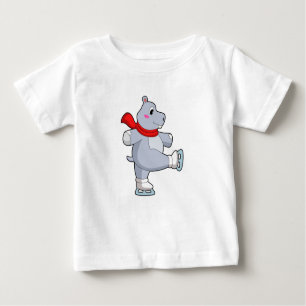 Camiseta De Bebé Hippo Patinaje sobre hielo