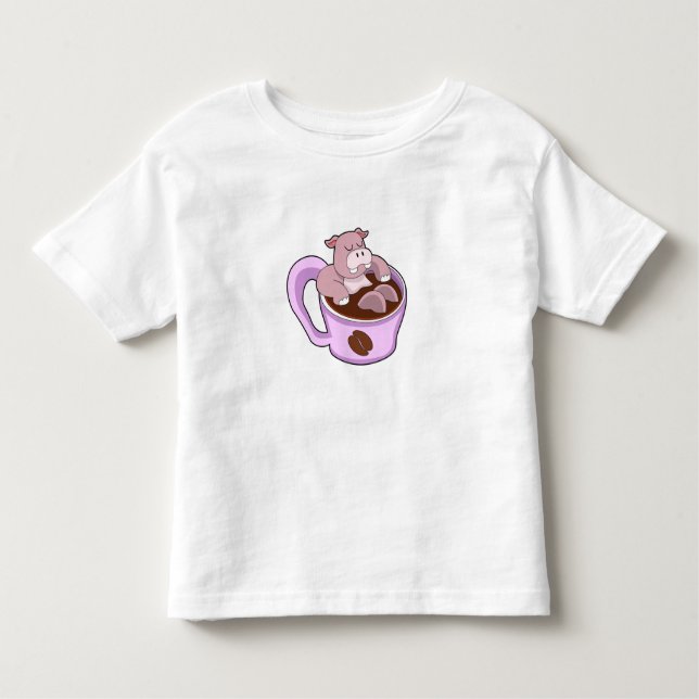 Camiseta De Bebé Hippo with Cup of Coffee (Anverso)