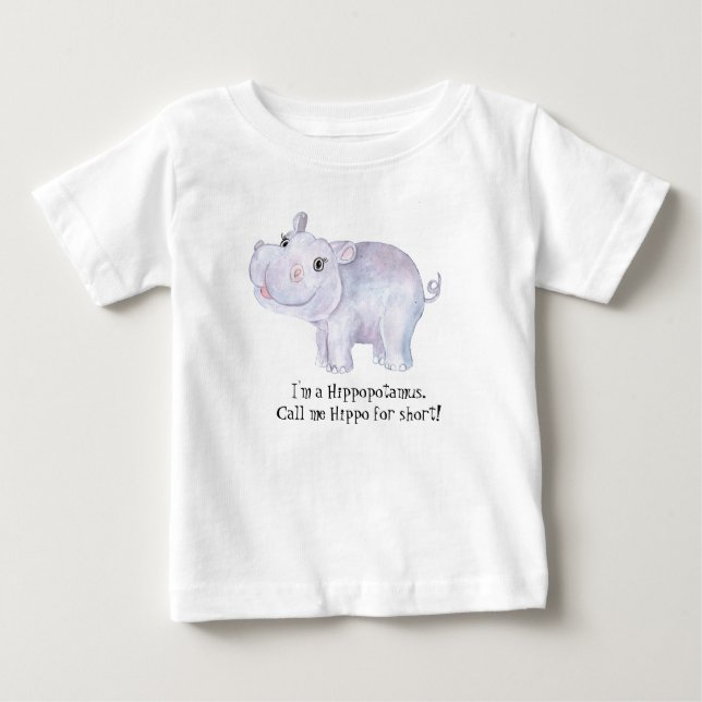 Camiseta De Bebé Hippopótamo caprichoso - Impresión acuarela (Anverso)
