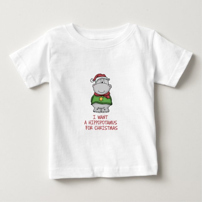 Camiseta De Bebé Hippopotamus para el navidad - diseño lindo del (Anverso)