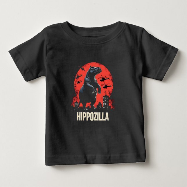Camiseta De Bebé Hippozilla Spooky Moo Deng Baby Pygmy Hippo (Anverso)