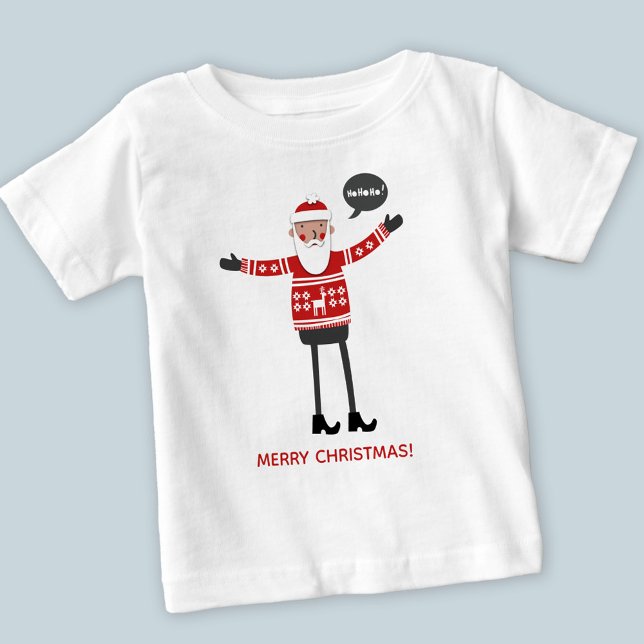 Camiseta De Bebé Hipster Santa Personalizado Textos (Hipster Santa in Skinny Jeans Christmas baby t-shirt)