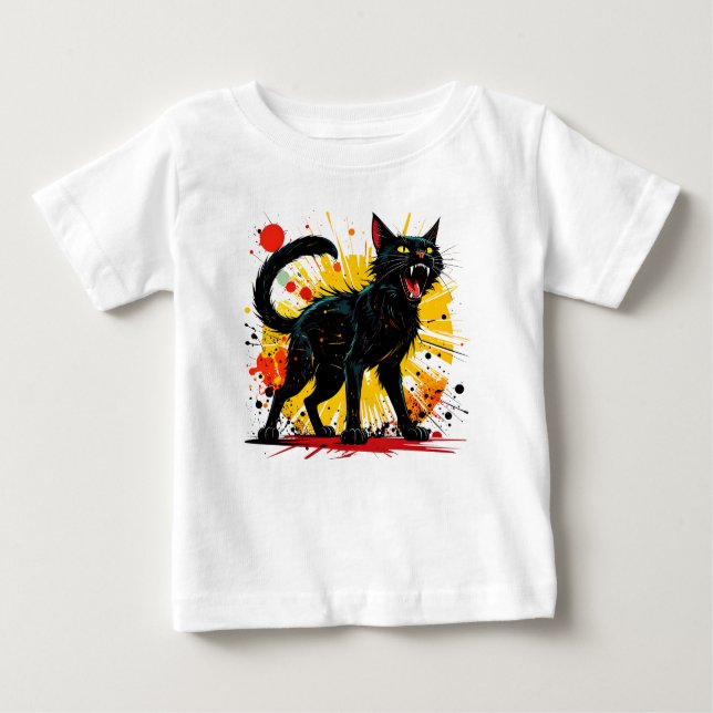 Camiseta De Bebé Hissing Defensive Black Cat (Anverso)