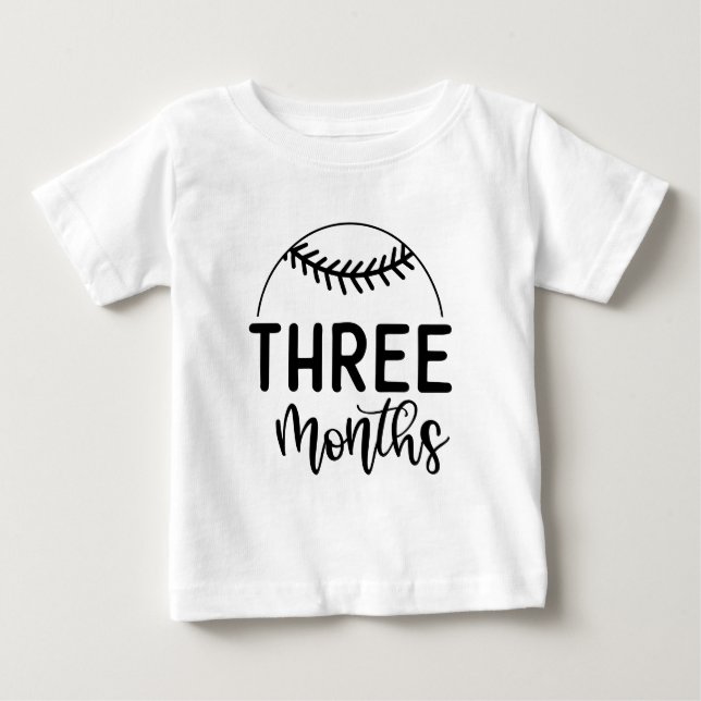Camiseta De Bebé Hito de bebé de béisbol de tres meses - (Anverso)
