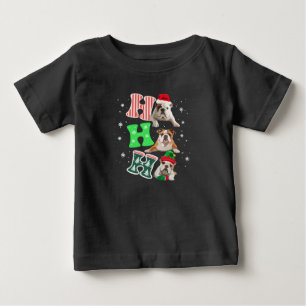 Camiseta De Bebé Ho Ho Ho Bulldog Inglés Santa Reno Navidad 