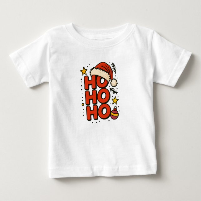 Camiseta De Bebé Ho Ho Ho Santa Hat Christmas Tee (Anverso)