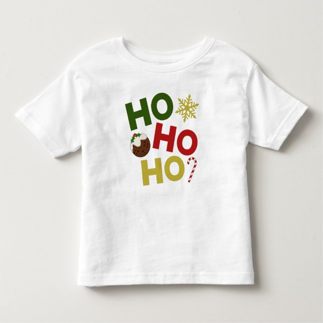 Camiseta De Bebé HO HO + Navidades Pudding, Candy, Snowflake (Anverso)