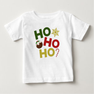 Camiseta De Bebé HO HO + Navidades Pudding, Candy, Snowflake