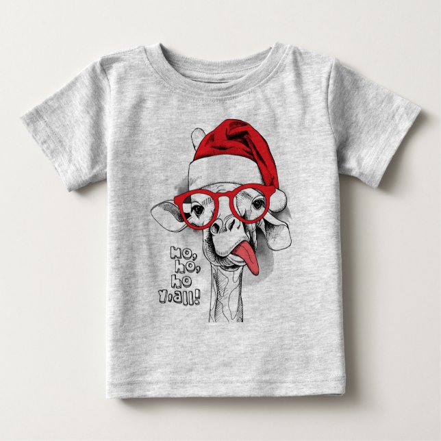 Camiseta De Bebé Ho Ho Y'all Giraffe Baby T-Shirt (Anverso)