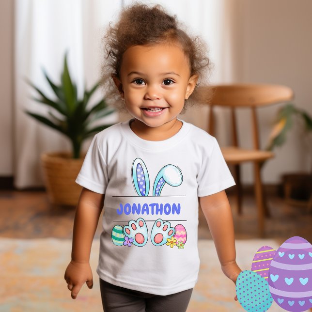 Camiseta De Bebé Hobo Happy Easter Boy Bunny Name Toddler T shirt (Subido por el creador)