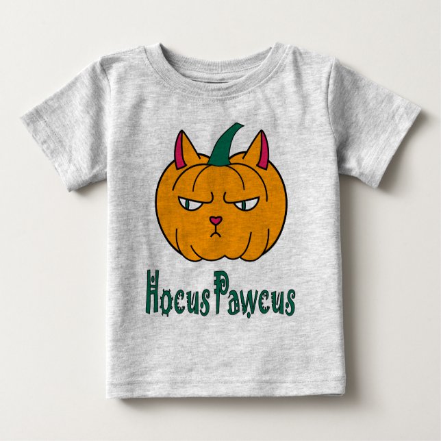 Camiseta De Bebé Hocucus pawcus Halloween calabaza ginger cat magia (Anverso)
