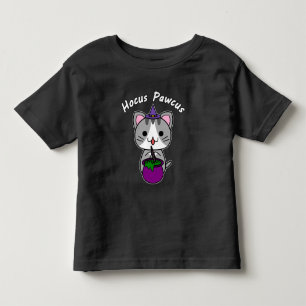 Camiseta De Bebé Hocus Pawcus - Gato Tabby Gris - Escritura Blanca