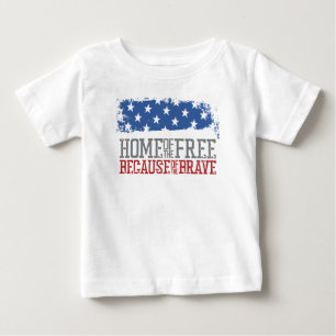 Camiseta De Bebé Hogar de los libres por los valientes bandera de E