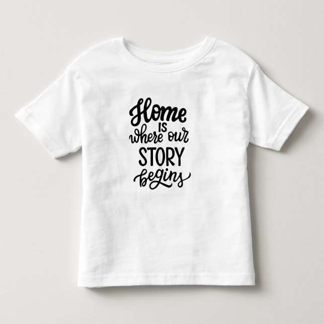 Camiseta De Bebé Hogar es donde comienza nuestra historia (Anverso)