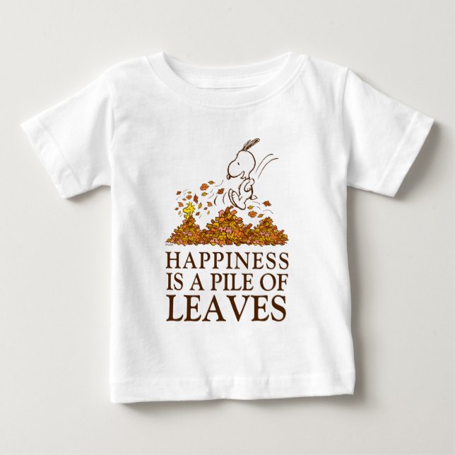 Camiseta De Bebé Hojas de otoño de Snoopy & Woodstock (Anverso)