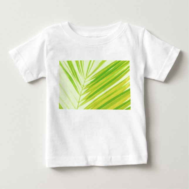 Camiseta De Bebé Hojas de palma pastel verde pálido (Anverso)