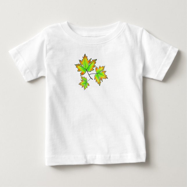 Camiseta De Bebé Hojas hoja verde hoja roja hoja amarilla (Anverso)