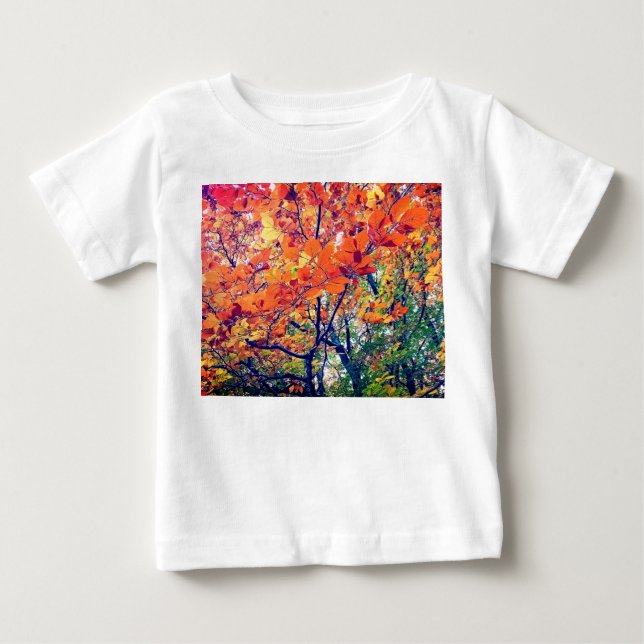 Camiseta De Bebé hojas naranjas (Anverso)