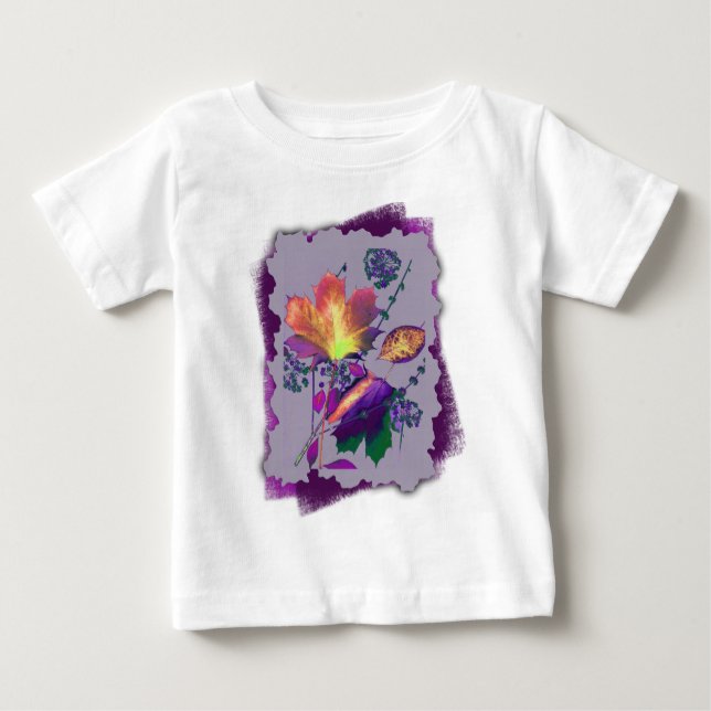 Camiseta De Bebé Hojas otoñales en Lilac con morado (Anverso)