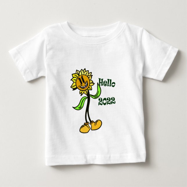 Camiseta De Bebé hola 2022, girasol divertido 2022 (Anverso)