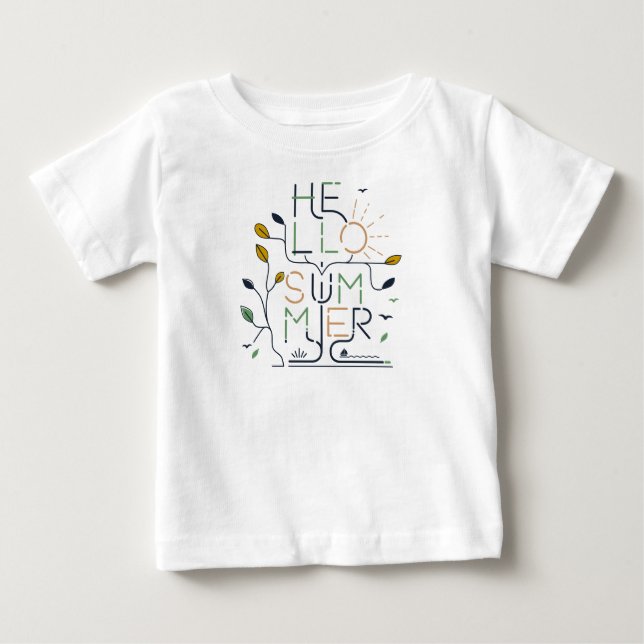 Camiseta De Bebé HOLA AMBIENTE DE VERANO – Minimal Monoline (Anverso)