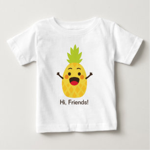 Camiseta De Bebé ¡Hola, amigos! Ilustracion de piña