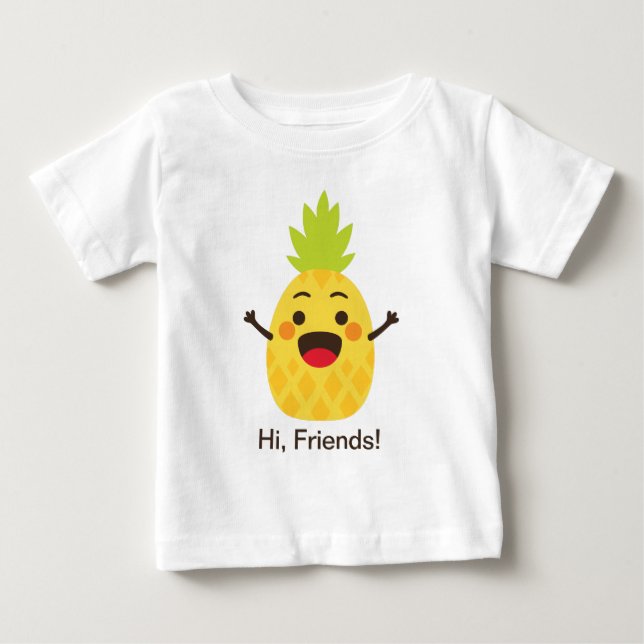 Camiseta De Bebé ¡Hola, amigos! Ilustracion de piña (Anverso)