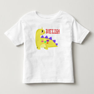 Camiseta De Bebé ¡Hola! Bebé amarillo lindo Dinosaurio niño pequeño