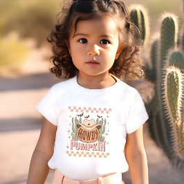 Camiseta De Bebé Hola Calabaza Halloween Retro Occidental Rosa
