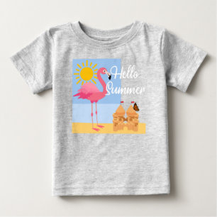 Camiseta De Bebé Hola Diseño de flamencos rosados de verano - Bebé 