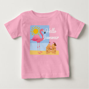 Camiseta De Bebé Hola Diseño de flamencos rosados de verano - Bebé