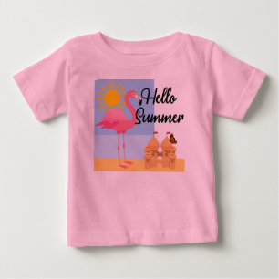 Camiseta De Bebé Hola Diseño de flamencos rosados de verano - Bebé 