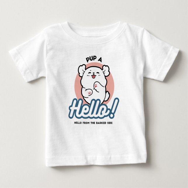 Camiseta De Bebé ¡Hola! - Diseño feliz de Personalizados de perros  (Anverso)