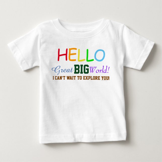 Camiseta De Bebé Hola Gran Gran Gran Mundo Cama Orgánica Bebé (Anverso)