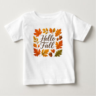 Camiseta De Bebé Hola Hojas de otoño y bellotas