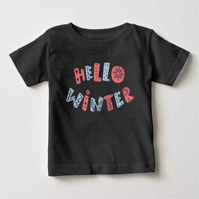 Camiseta De Bebé Hola invierno | Vacaciones de niños pequeños con l (Anverso)