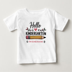 Camiseta De Bebé Hola Kinder Personalizado Regreso a la Escuela