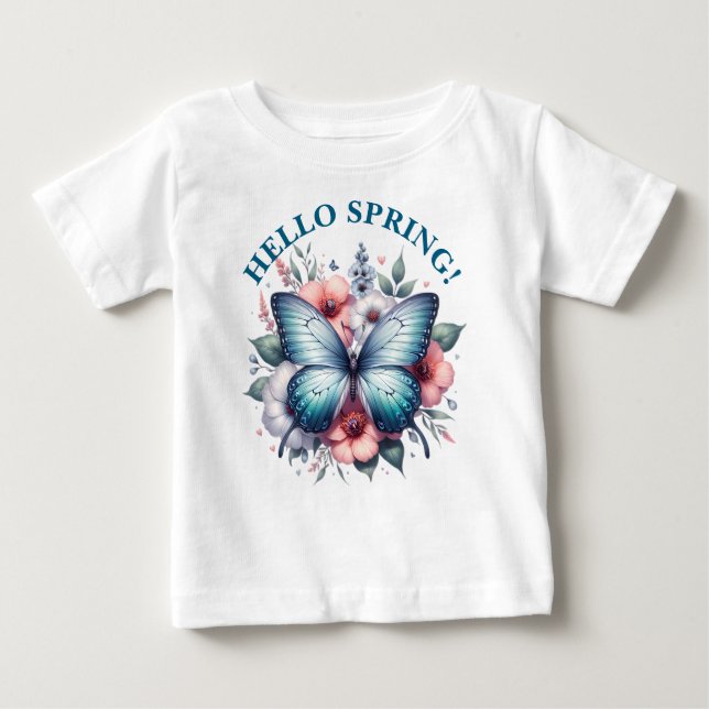 Camiseta De Bebé Hola Mariposa de Primavera-96282 (Anverso)