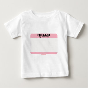 Camiseta De Bebé Hola mi nombre es copia ROSADA EN BLANCO