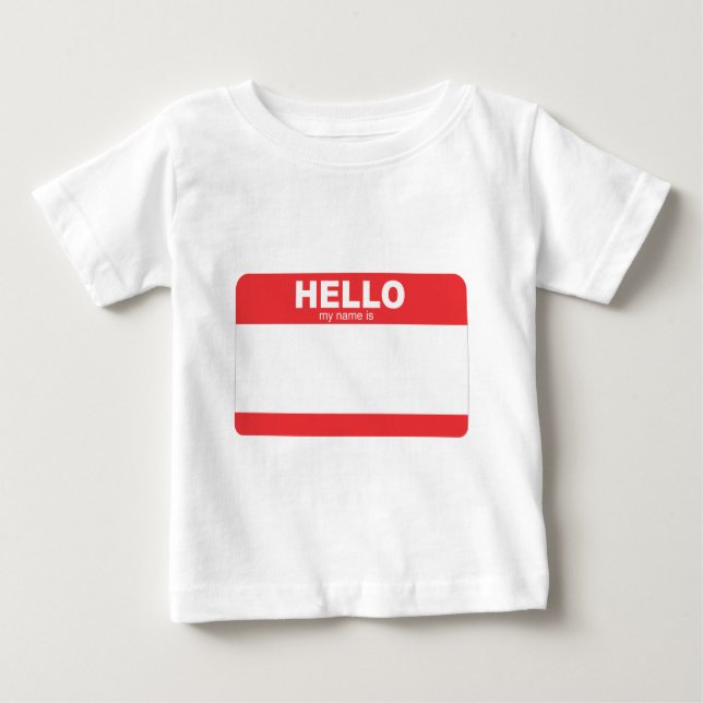Camiseta De Bebé hola mi nombre es el nombre en blanco tag.png (Anverso)
