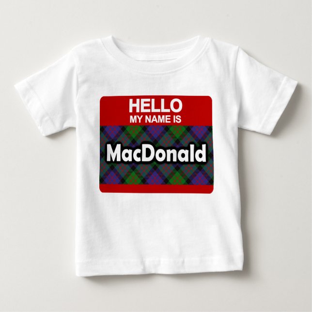 Camiseta De Bebé Hola mi nombre es MacDonald Scottish Clan Tartan (Anverso)