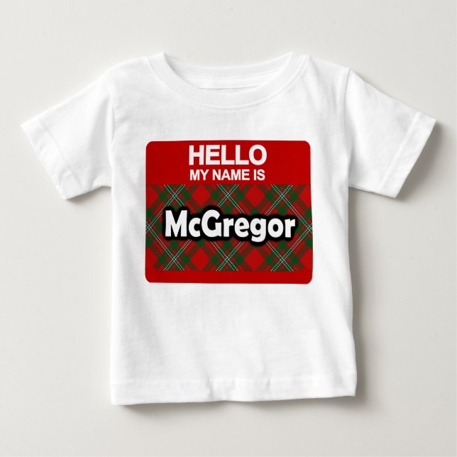 Camiseta De Bebé Hola Mi nombre es McGregor Scottish Clan Tartán (Anverso)