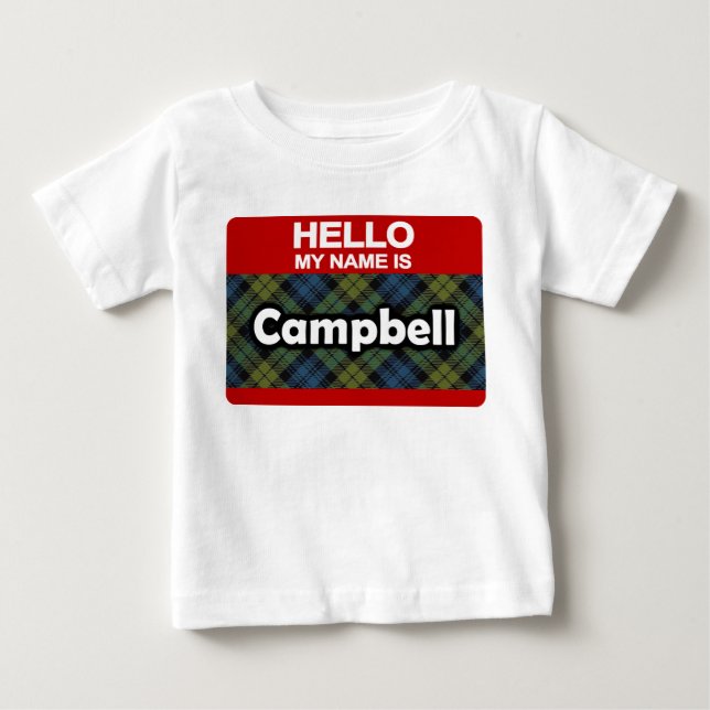 Camiseta De Bebé Hola mi nombre es tartán del escocés de Campbell (Anverso)