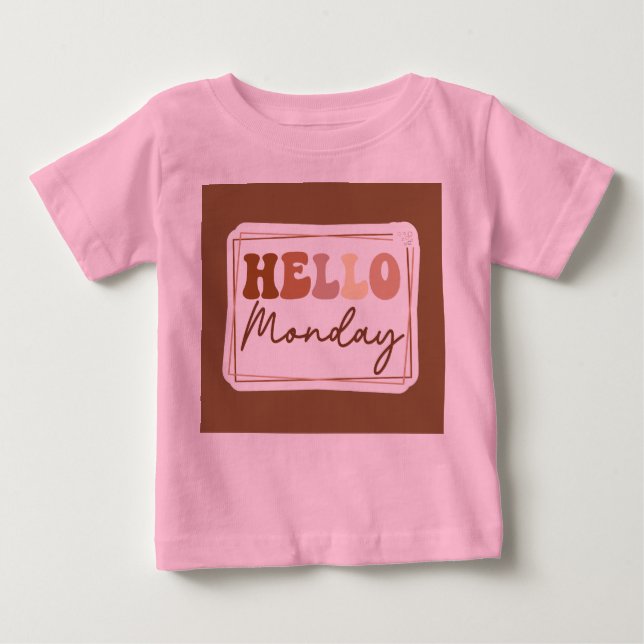 Camiseta De Bebé hola mondayToddler Pink (Anverso)