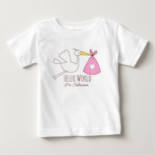 Camiseta De Bebé Hola Mundo Bebé Niño Soy Sebastián Personalizado