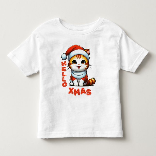 Camiseta De Bebé Hola Navidad - Navidades de felpa con traje de San (Anverso)