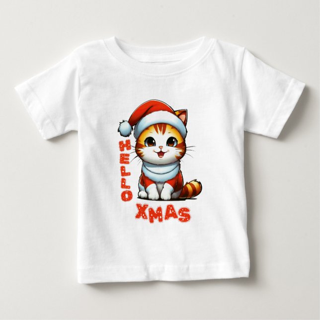 Camiseta De Bebé Hola Navidad - Navidades de felpa con traje de San (Anverso)
